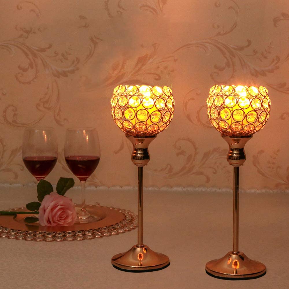 Elegant Crystal Wishing Candlestick Table Decor