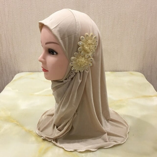 Beautiful Small Girl Al Amira Hijab with Flowers (2-7 years)
