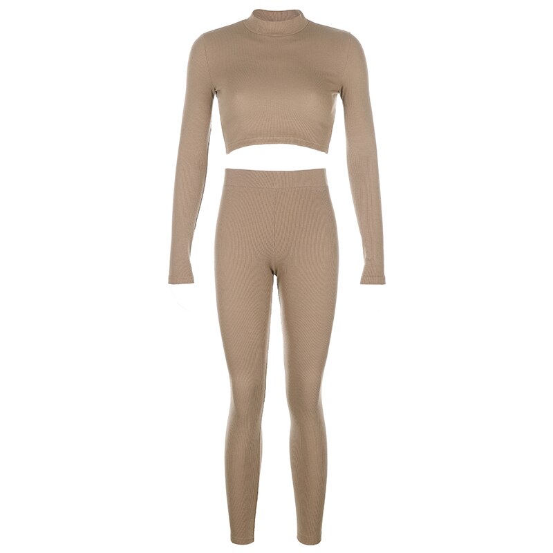 2022-Sexy Knitted Skinny Two Piece Set Women Long