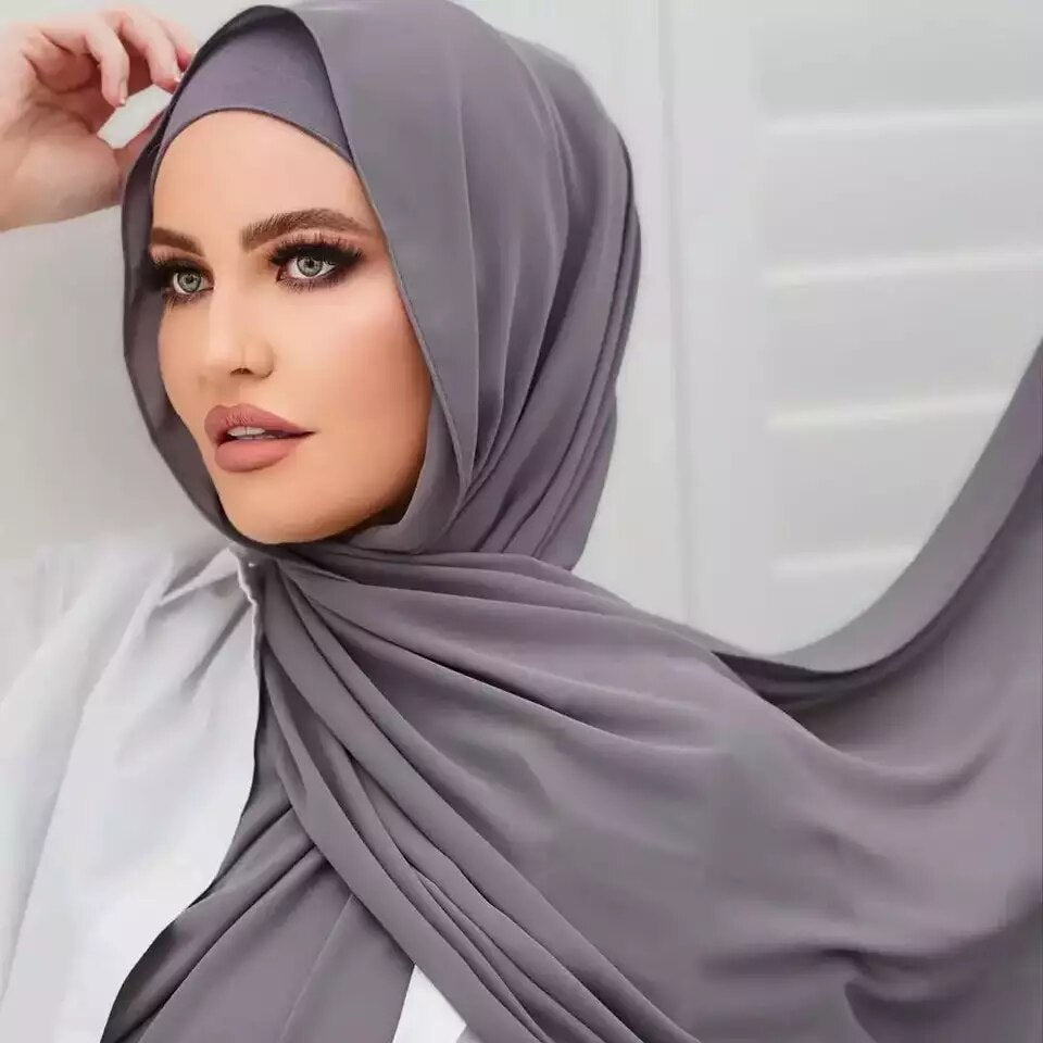 "The Finest Hijab Set - Heavy Chiffon Hijab and Matching Scarf for the Perfect Coordinated Look"