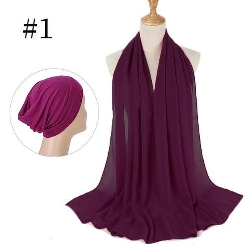 "The Finest Hijab Set - Heavy Chiffon Hijab and Matching Scarf for the Perfect Coordinated Look"