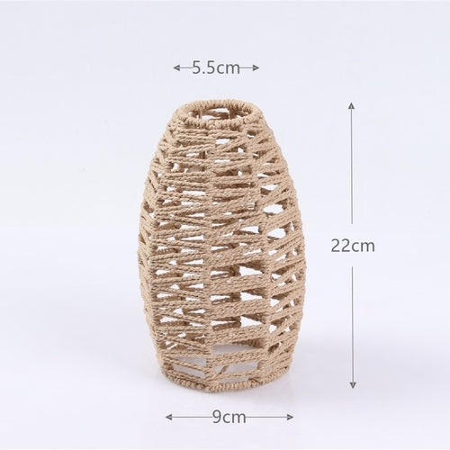 Bohemian Handwoven Wicker Pendant Lamp Shade: A Natural Touch of Rattan and Paper Rope for Your Home