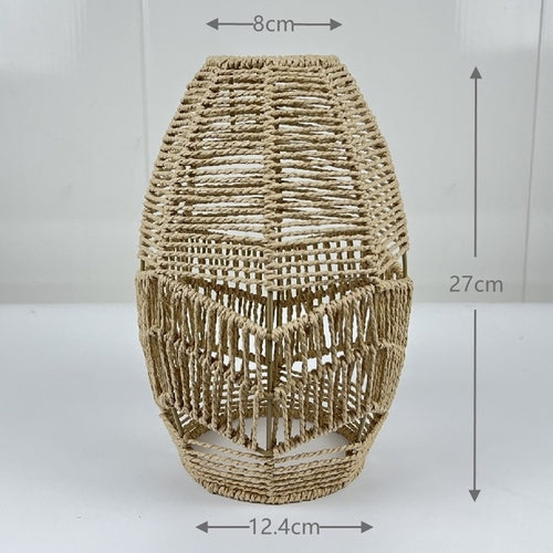 Bohemian Handwoven Wicker Pendant Lamp Shade: A Natural Touch of Rattan and Paper Rope for Your Home