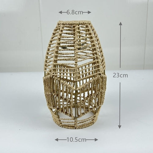 Bohemian Handwoven Wicker Pendant Lamp Shade: A Natural Touch of Rattan and Paper Rope for Your Home