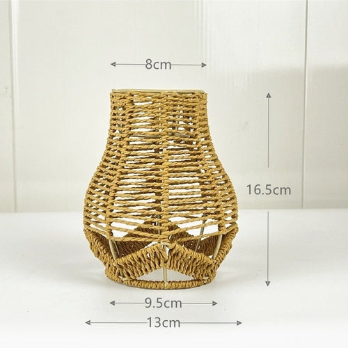 Bohemian Handwoven Wicker Pendant Lamp Shade: A Natural Touch of Rattan and Paper Rope for Your Home