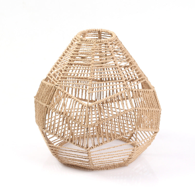 Bohemian Handwoven Wicker Pendant Lamp Shade: A Natural Touch of Rattan and Paper Rope for Your Home