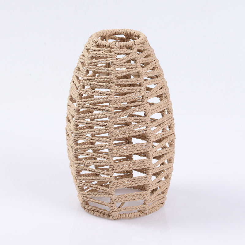 Bohemian Handwoven Wicker Pendant Lamp Shade: A Natural Touch of Rattan and Paper Rope for Your Home