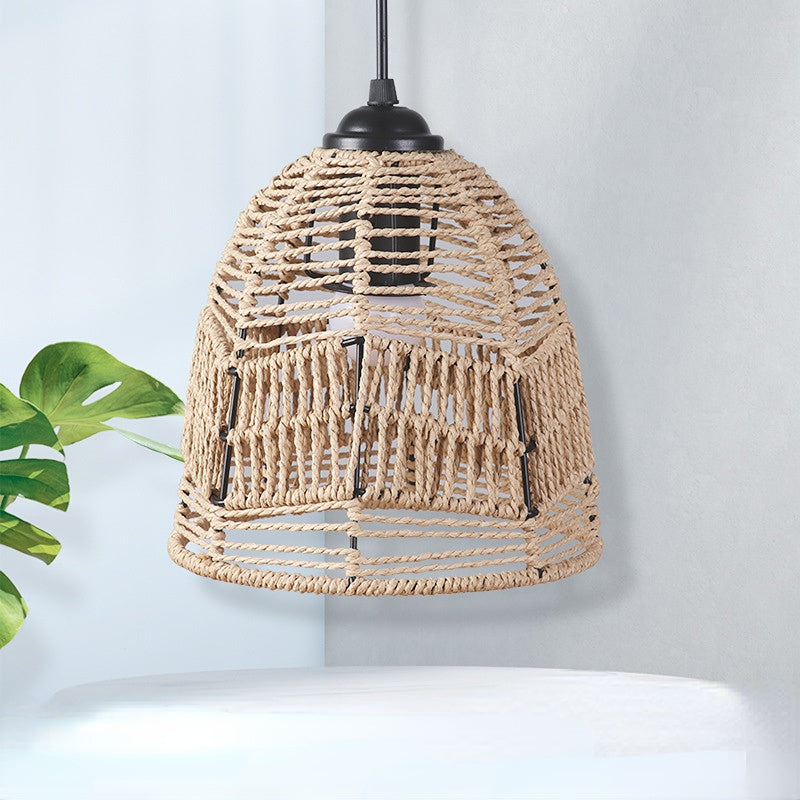 Bohemian Handwoven Wicker Pendant Lamp Shade: A Natural Touch of Rattan and Paper Rope for Your Home