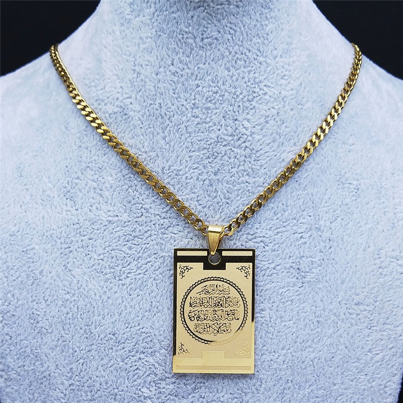 Stainless Steel Quran Arabic Necklace - A Symbol of Islamic Faith and Devotion