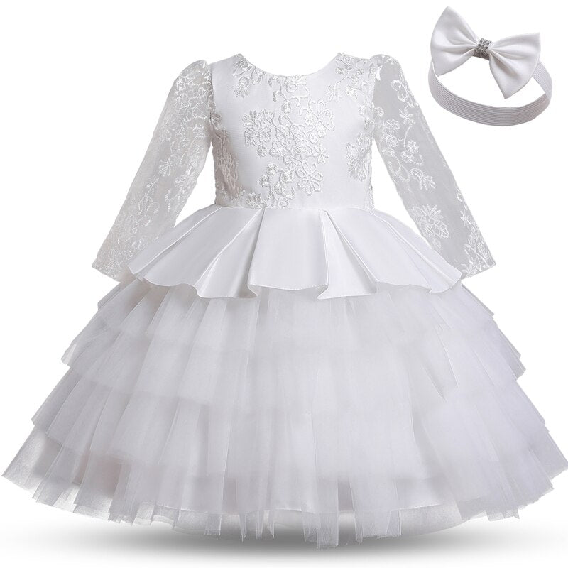 Toddler Girls White Weddings Party Princess Dresses Elegant Kids