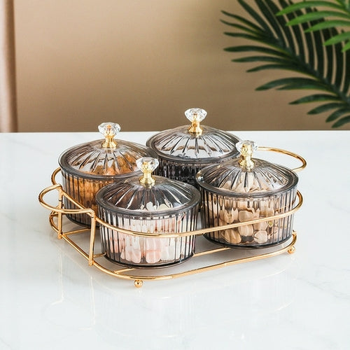 Nordic Style Transparent Round Fruit Dish for Dried Fruit and Snack Presentation