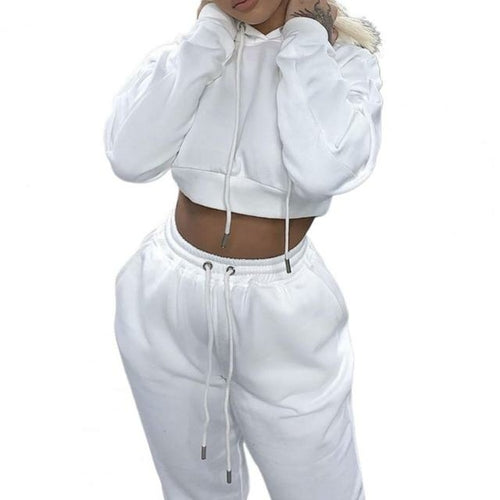 2022- White Sexy Hoodies Pants Set Tracksuit