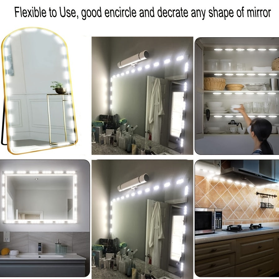Bright White LED Mirror Lights Set - 10ft Vanity Makeup Strip Lights with Dimmable Touch Control