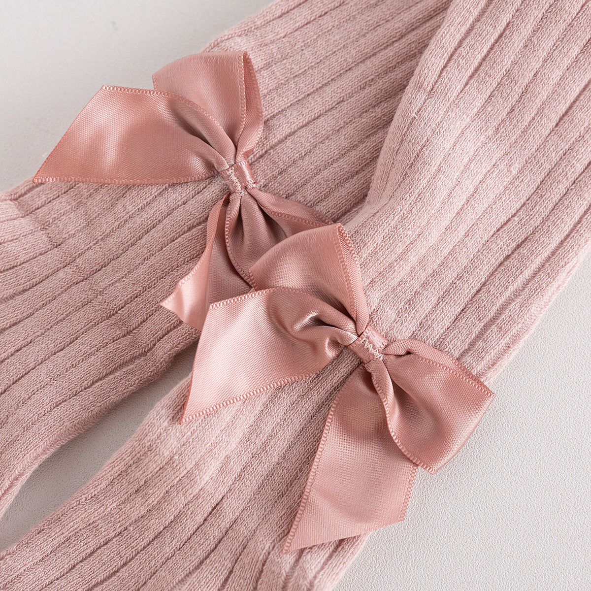 Seamless Cable Knit Tights with Bow for Baby Girls