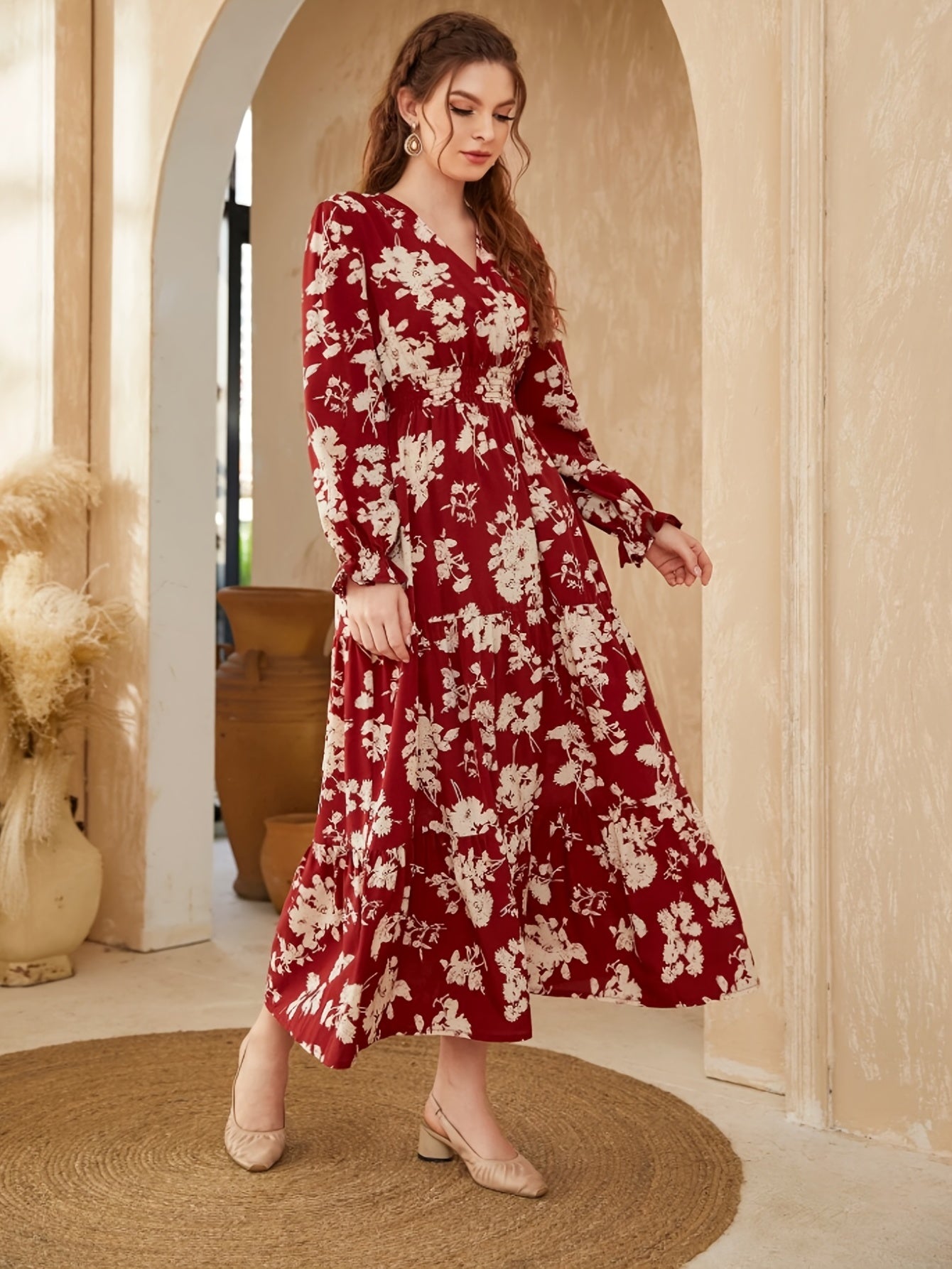 Women's Dresses Floral Print Long Sleeve Maxi Dress