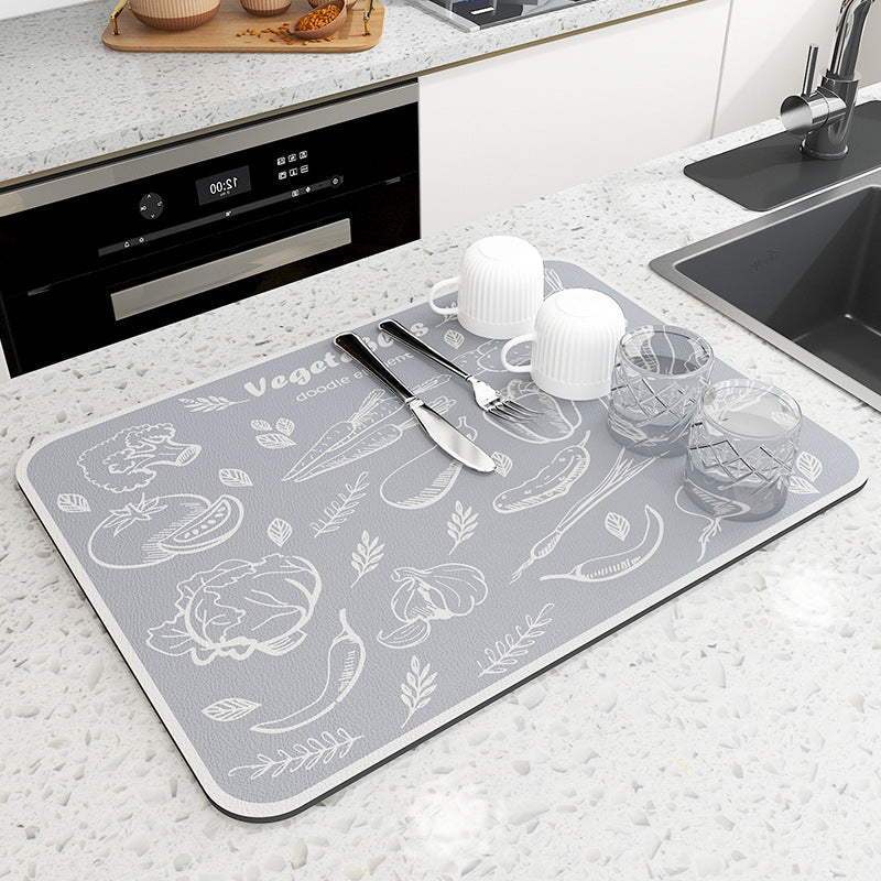 1pc Kitchen Drying Mat, Kitchen Counter Mat, Dish Drying Mat, Foldable Kitchen Drying Mat, Non-Slip Heat Insulation Mat