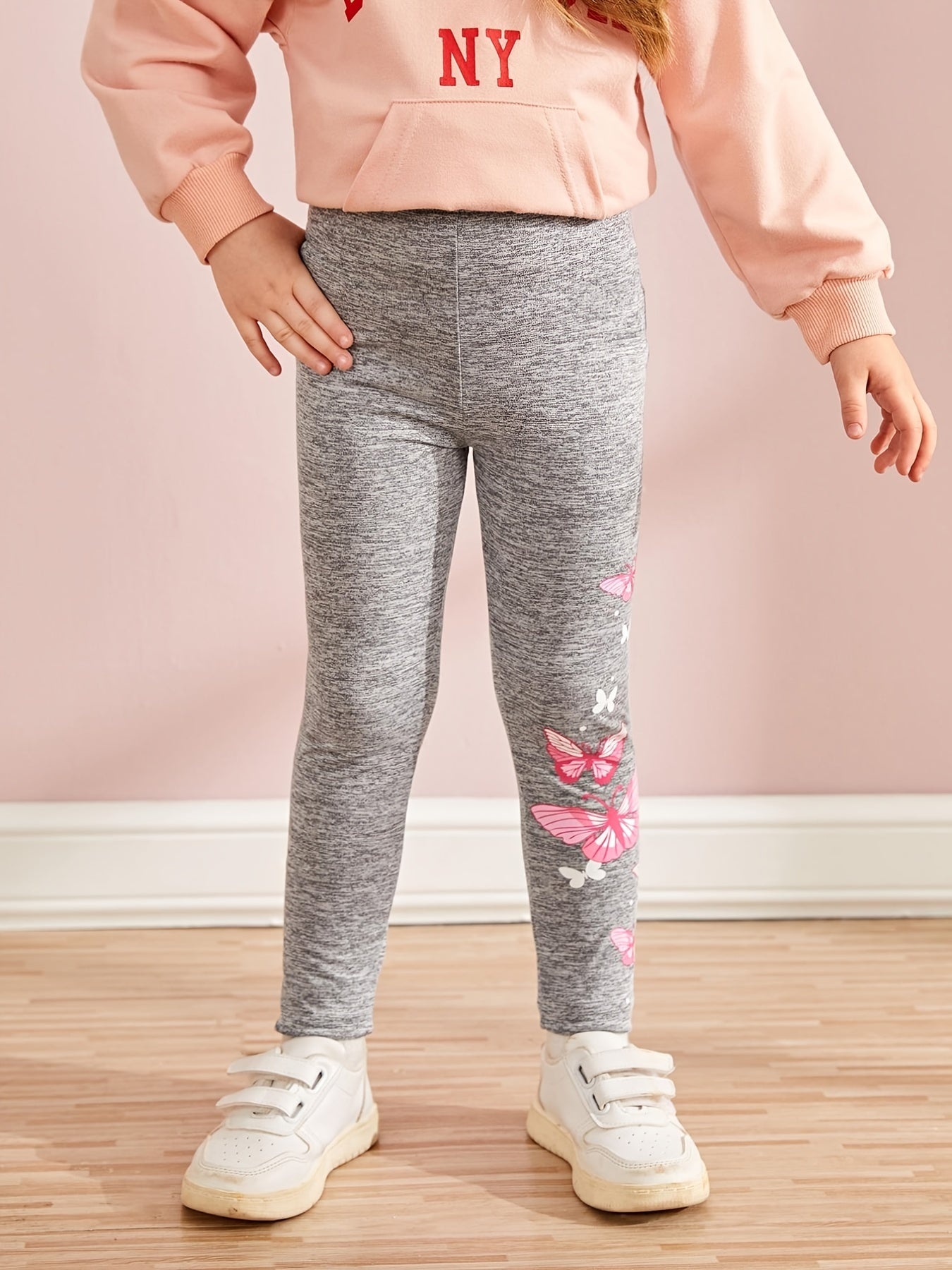 Girls Butterfly Print Elastic Waist Tights