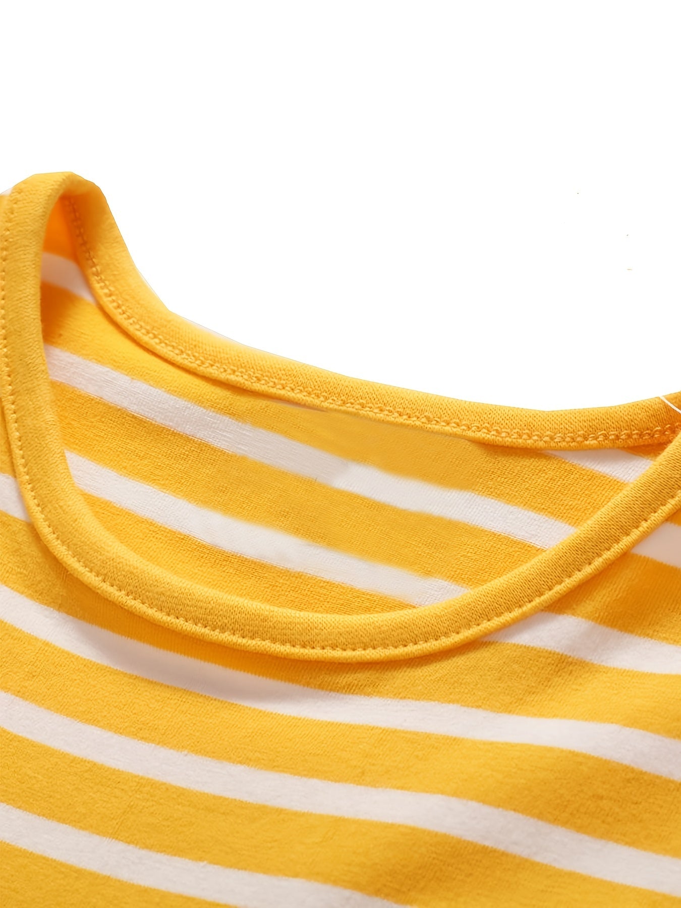 Cute Bird and Floral Embroidery Striped Summer Dress
