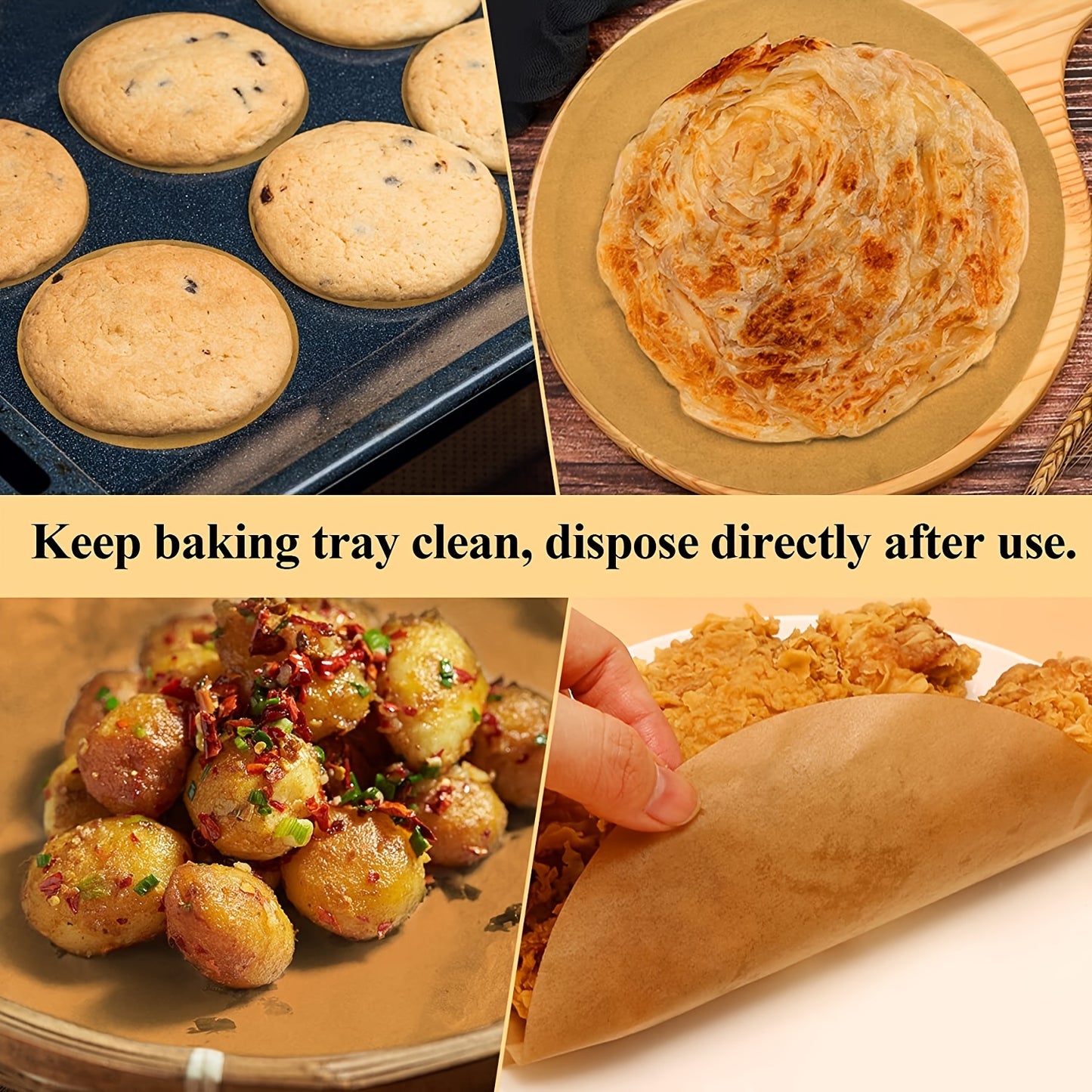 100pcs 8 Inch Non-Stick Baking Paper for Cake Pan, Air Fryer, Spring Pot, Bamboo Steamer, and More