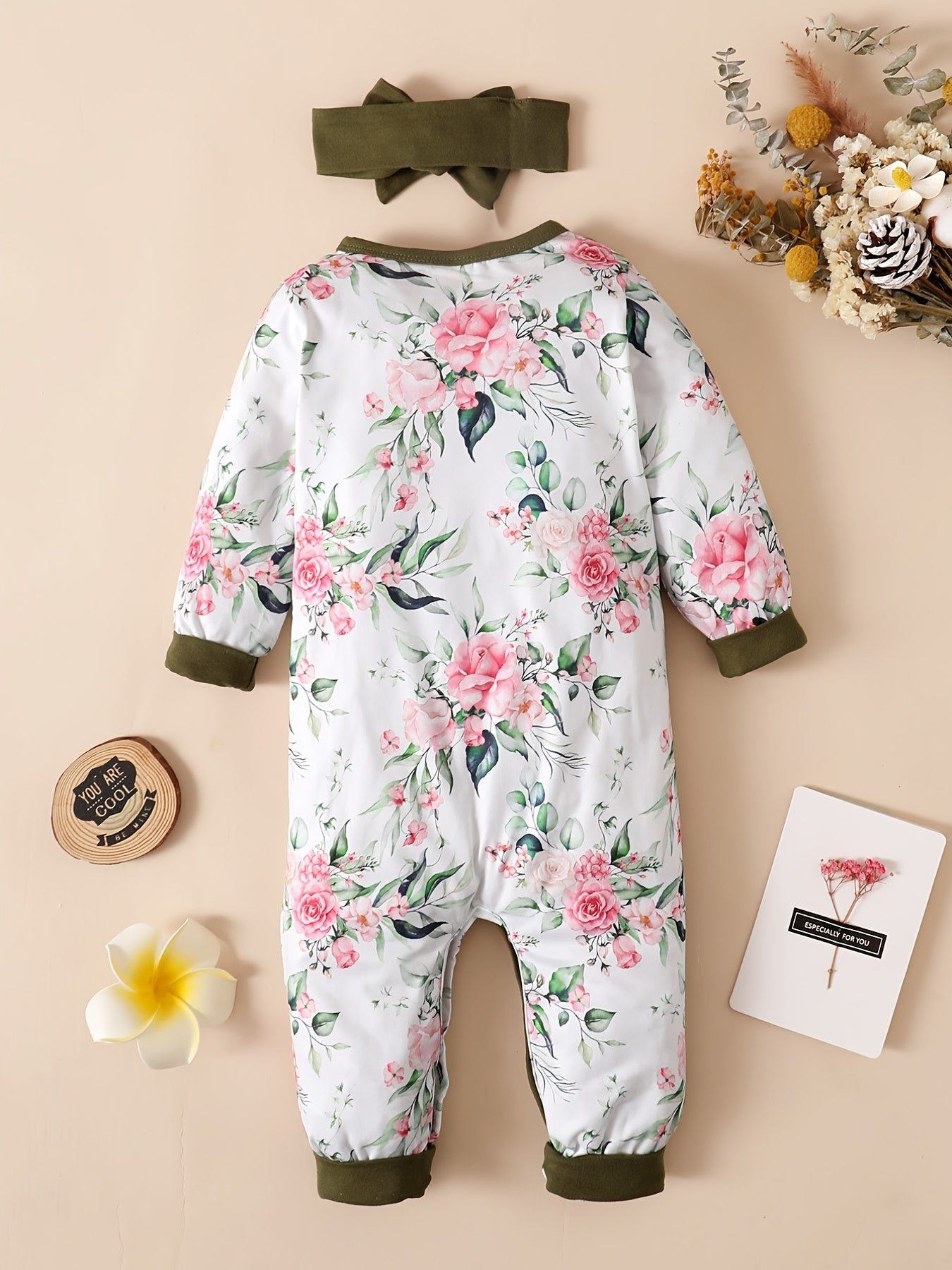 Newborn Infant Ruffle Romper with Floral Print