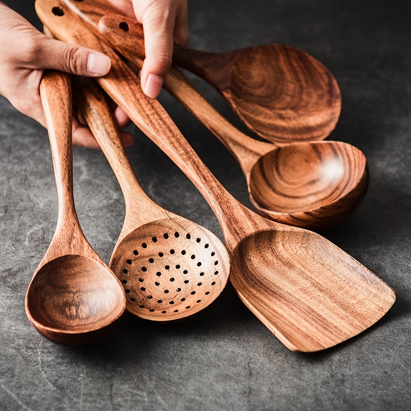 Premium Teak Wooden Cutlery Spoon & Spatula Set