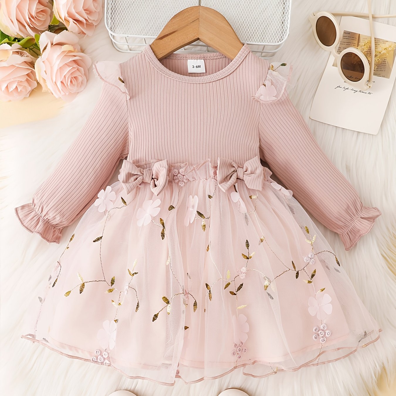 Floral Embroidered Princess Dress for Baby Girls