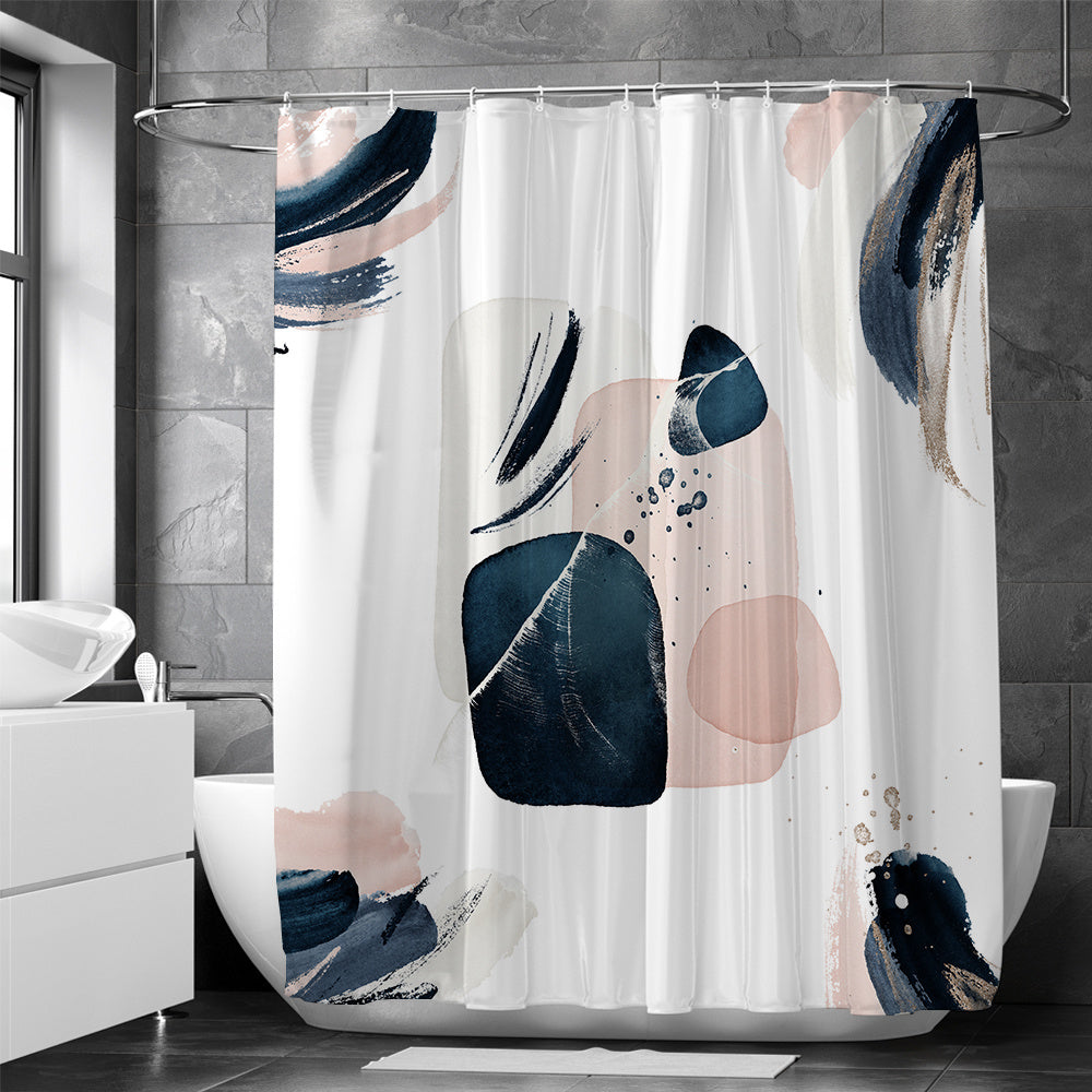 Abstract Modern Waterproof Shower Curtain with Hooks