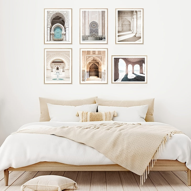 6-Piece Islamic Mosque Architectural Art Decorative Painting Set