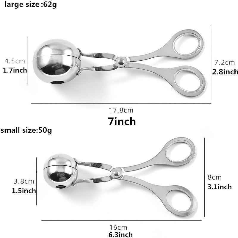 1pc Meat Ballers, Stainless Steel Non-stick Meatball Maker, Tongs, Cake Pop Meatball Maker Ice Tongs, Cookie Dough Scoop For Kitchen