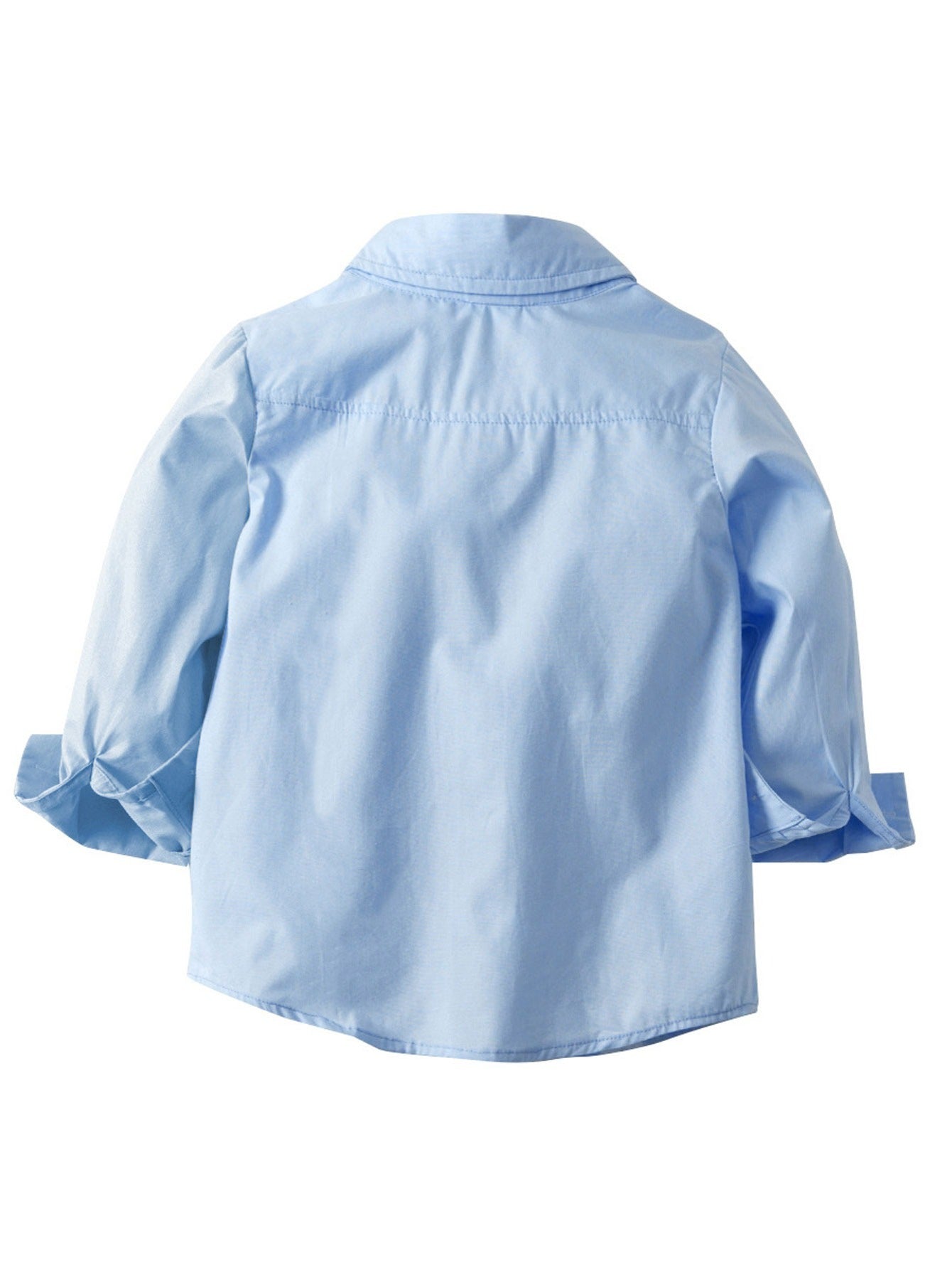 2pcs Boys Gentleman Bow Tie Sky Blue Shirt and Overalls Set