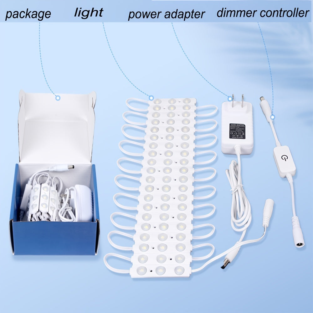 Bright White LED Mirror Lights Set - 10ft Vanity Makeup Strip Lights with Dimmable Touch Control
