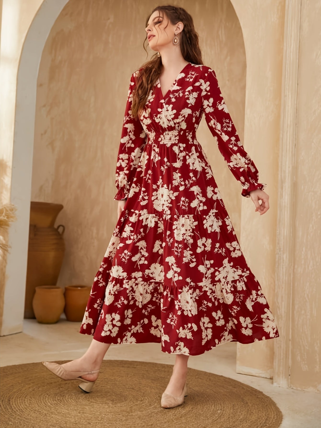 Women's Dresses Floral Print Long Sleeve Maxi Dress