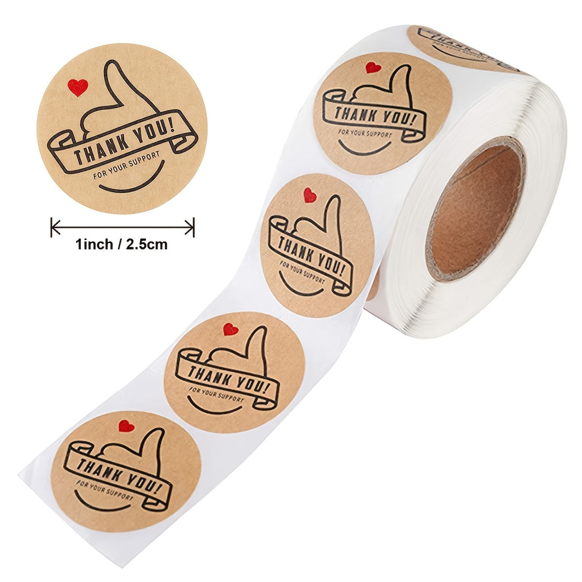 500PCS Kraft "Thank You" Stickers Roll