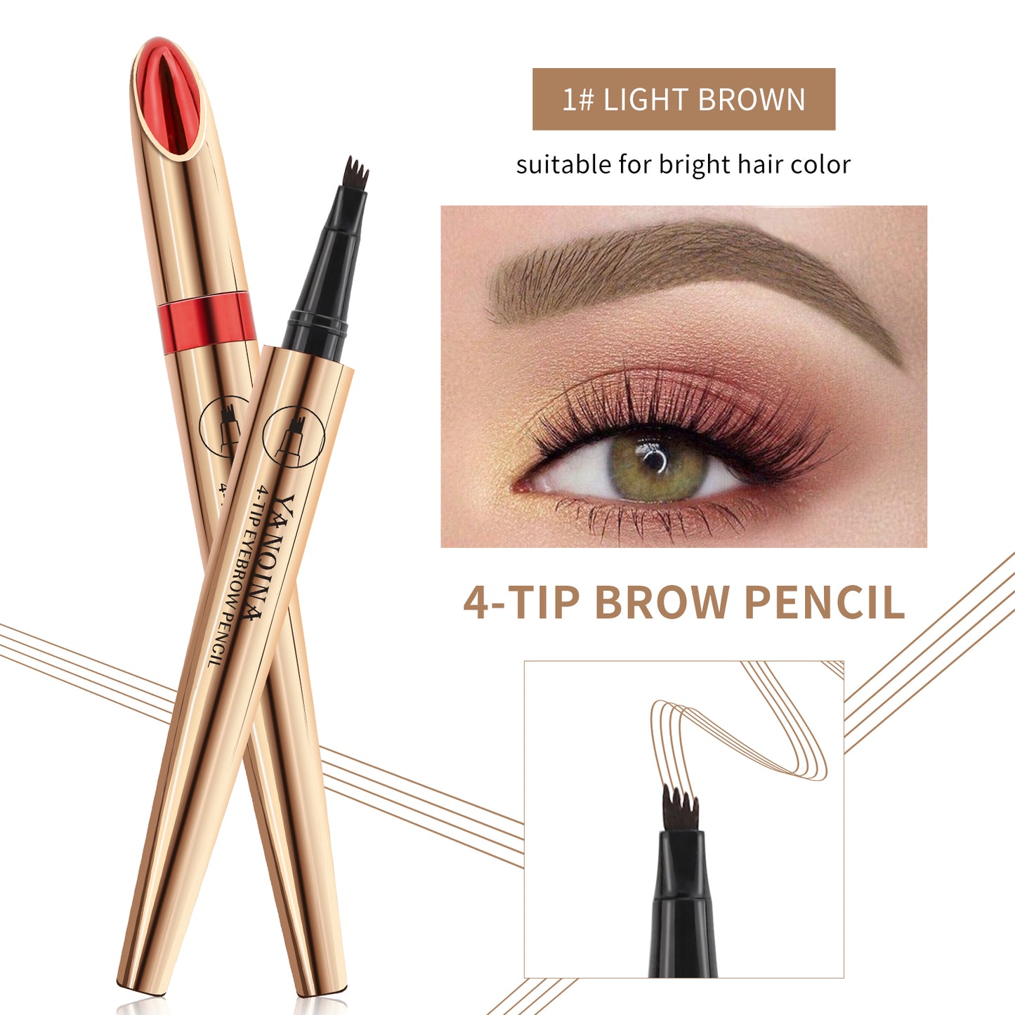 4D Waterproof Liquid Eyebrow Pen: Achieve Natural and Precise Results with Four Fork Tip
