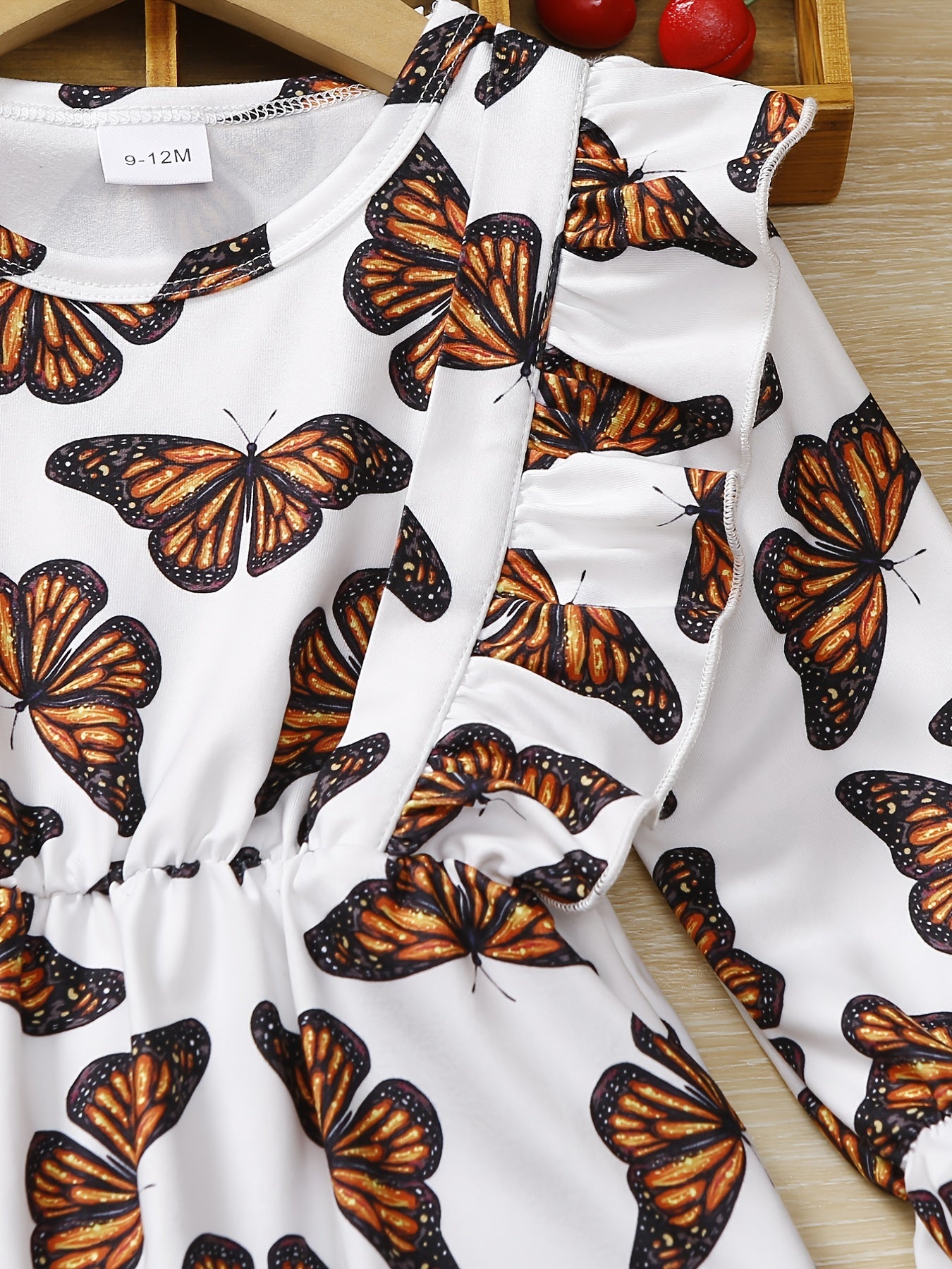 Butterfly Print Ruffle Romper for Baby Girls