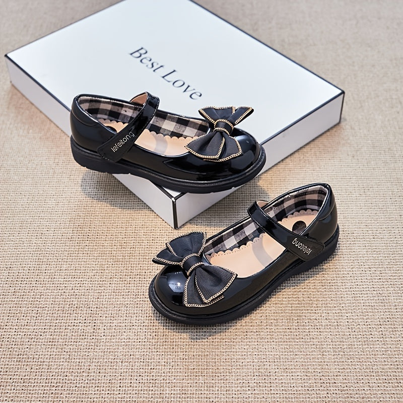 Girls Mary Jane Flats with Bowknot Decoration