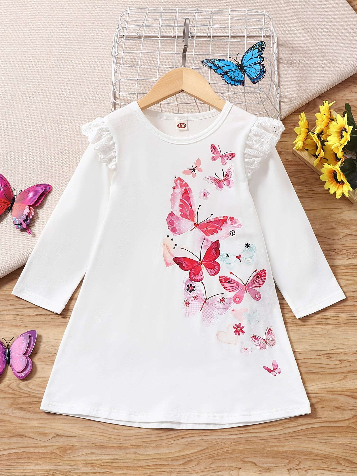 Girls Ruffle Butterfly Print Dress - A Fun and Stylish Outfit for Kids