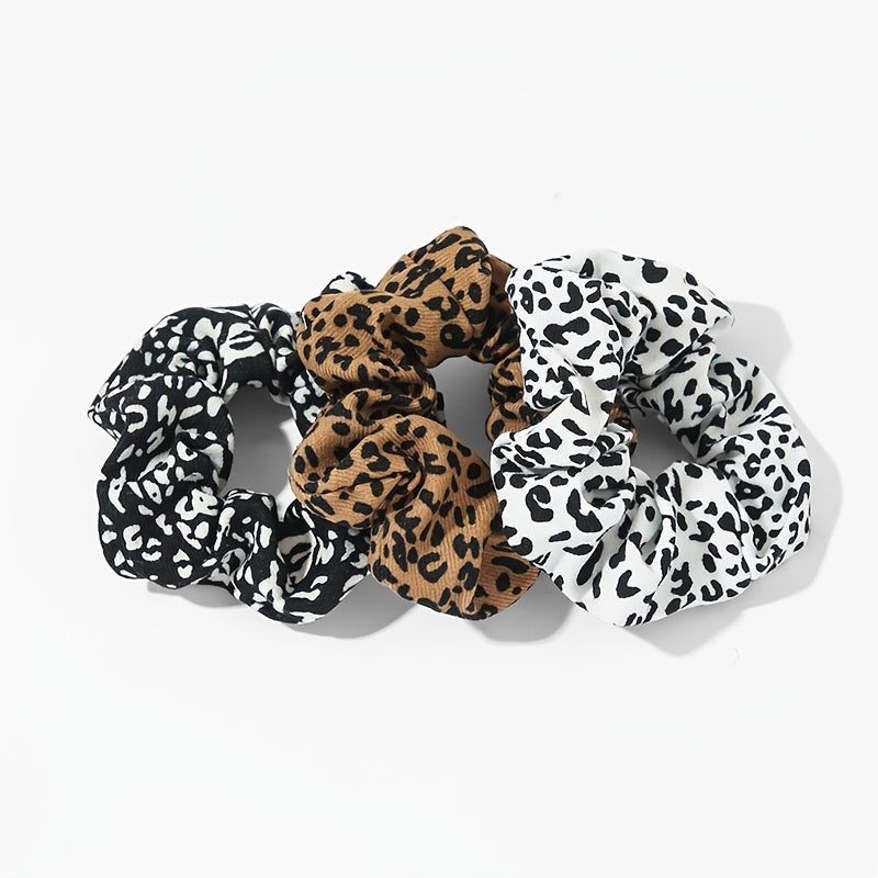 3PCS Satin Leopard Cheetah Scrunchie Set