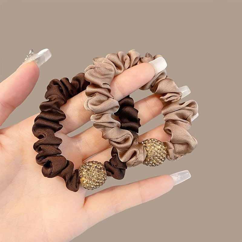 3PCS Rhinestone Silky Seamless Hair Scrunchies