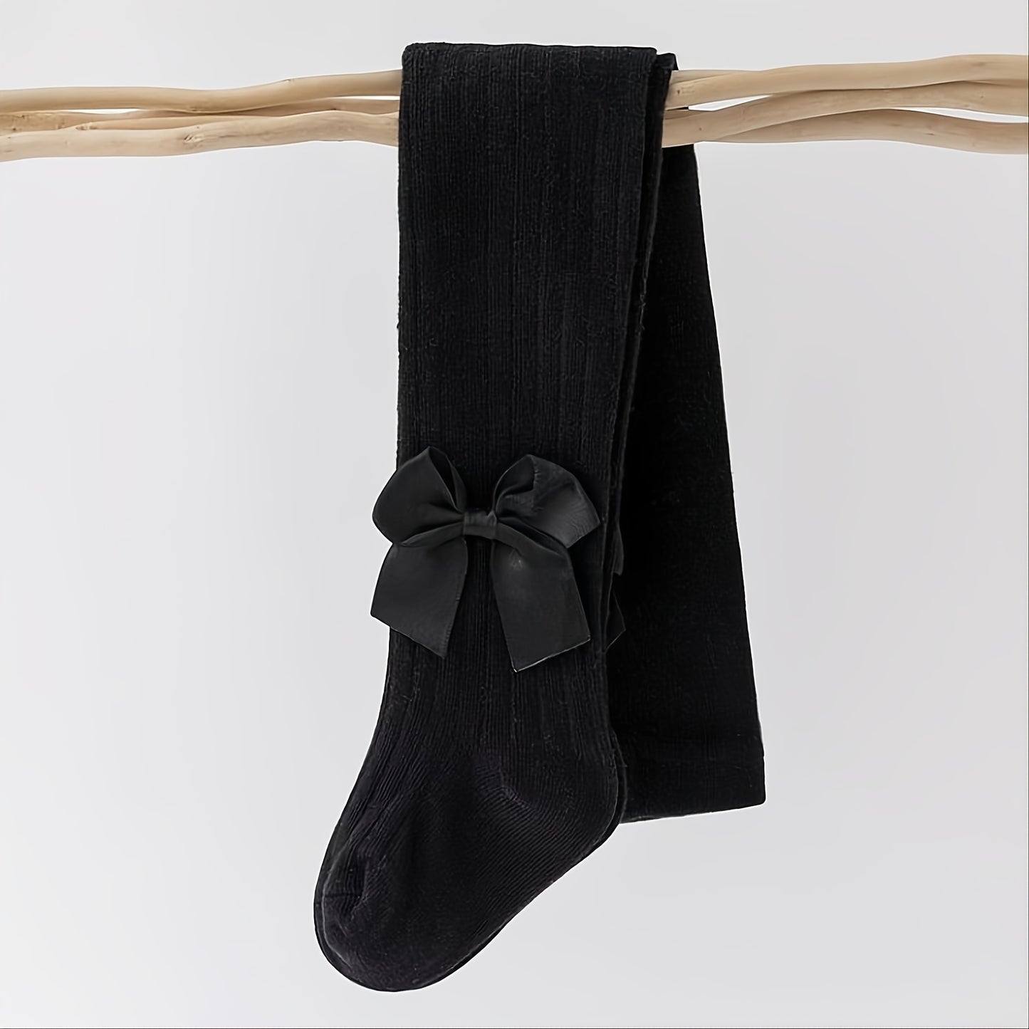 Girls' Cable Knit Seamless Tights with Bow