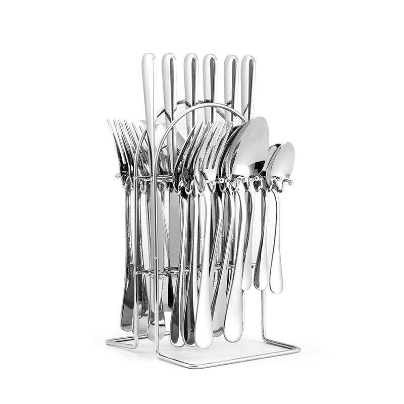 24 Piece Stainless Steel Tableware Set with Holder