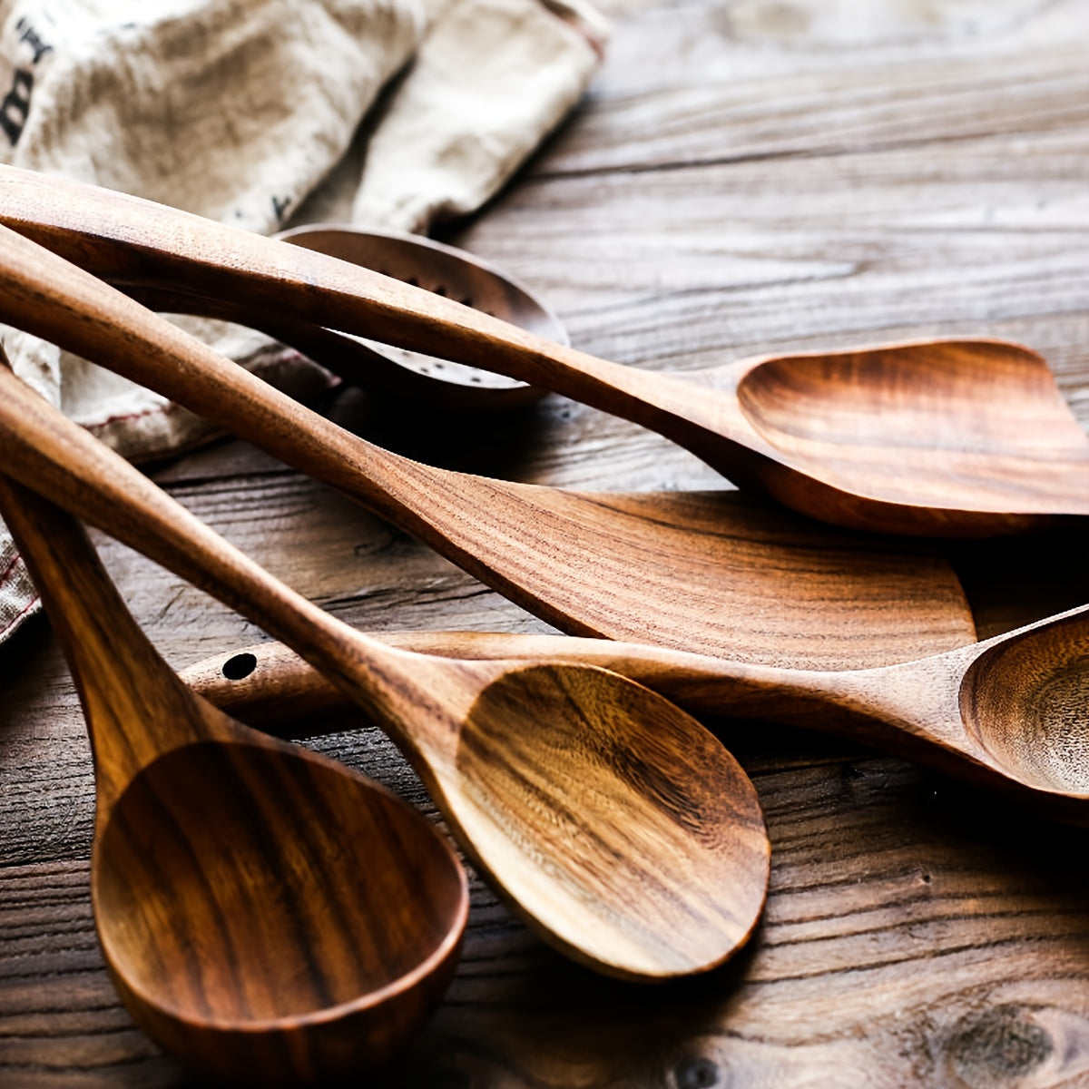 Premium Teak Wooden Cutlery Spoon & Spatula Set