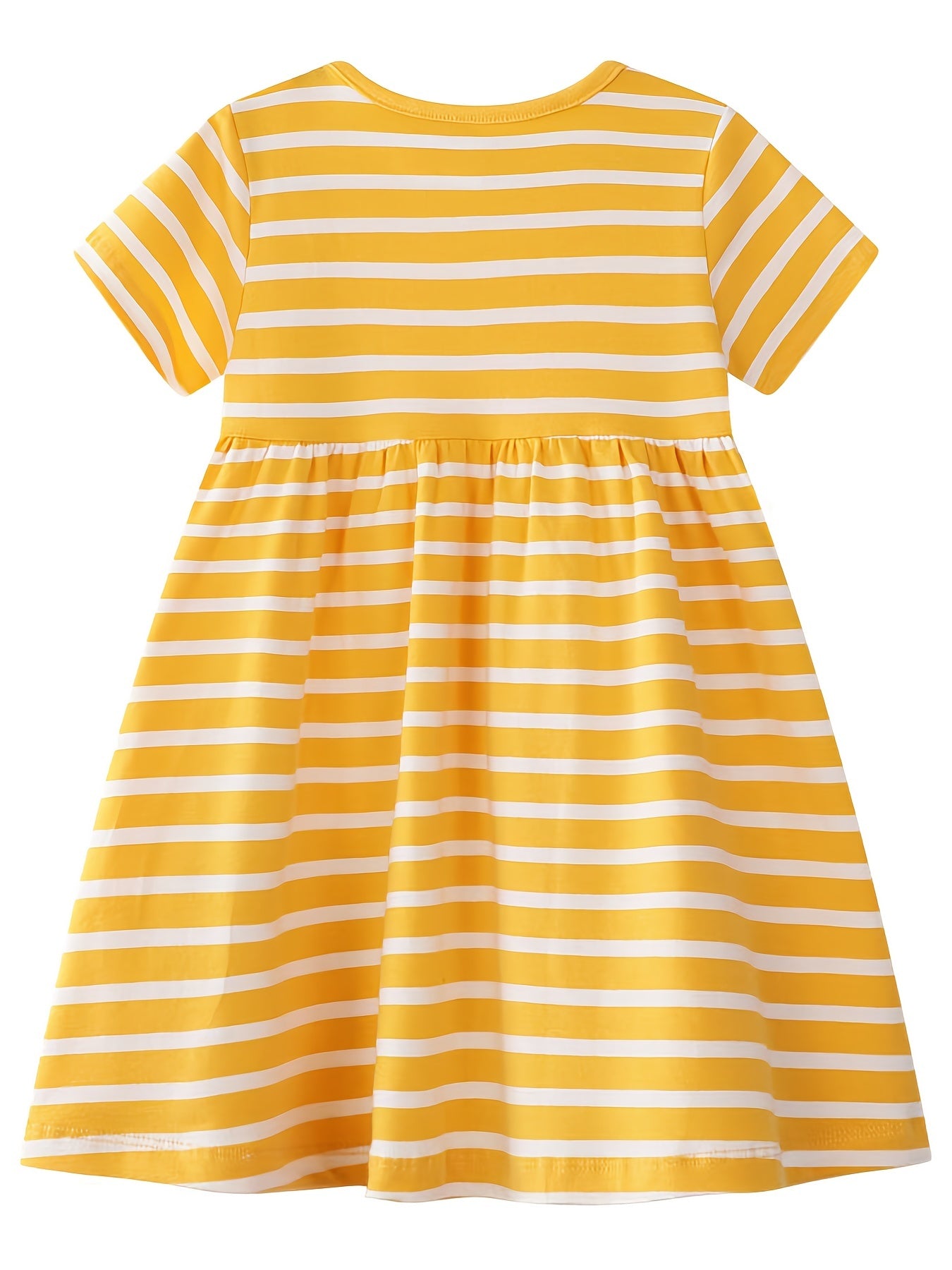 Cute Bird and Floral Embroidery Striped Summer Dress