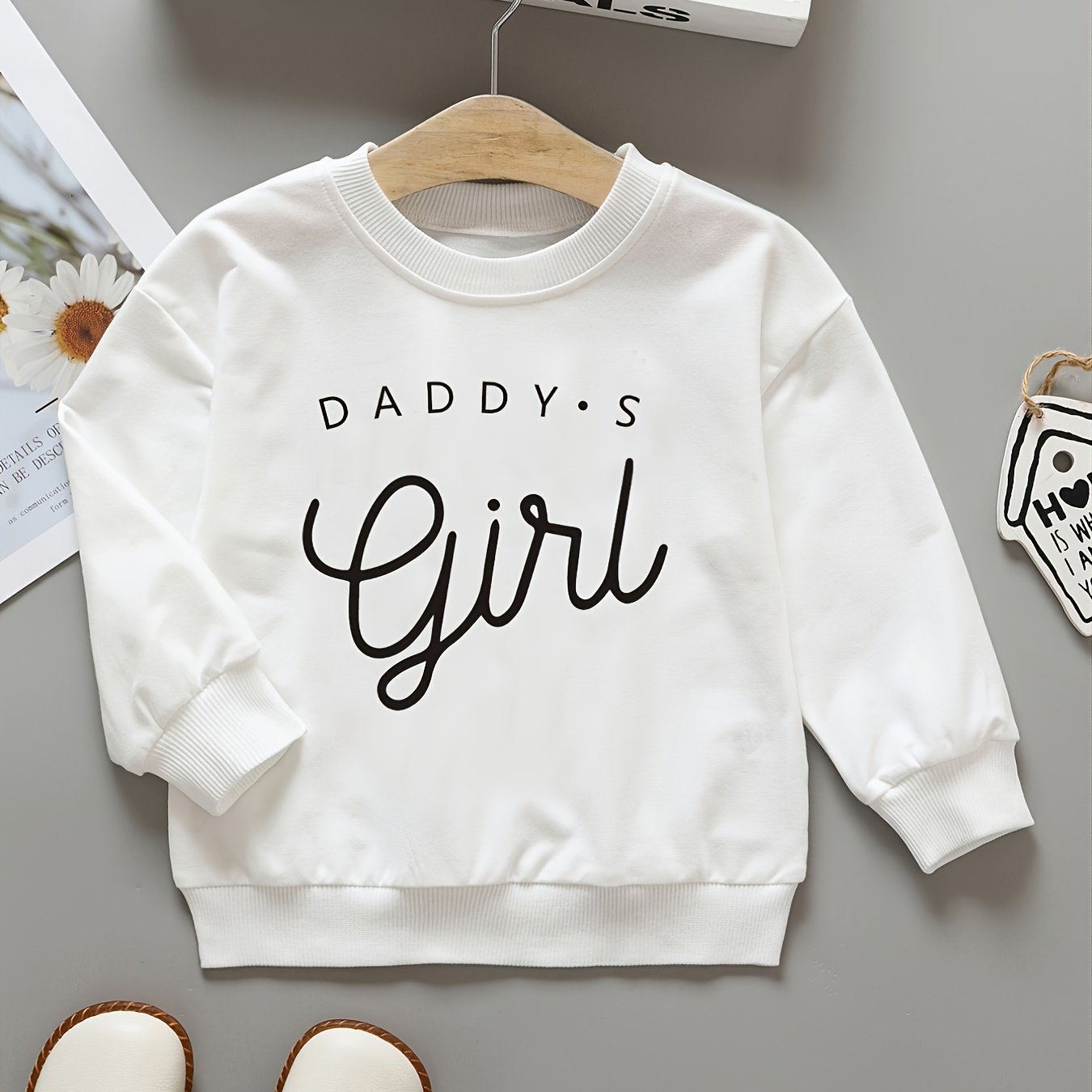 Daddy's Girl" Letter Print Long Sleeve Sweatshirt for Girls