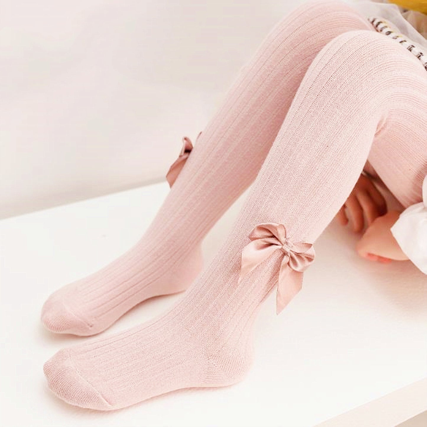 Baby Girls Tights with Cable Knit and Bow