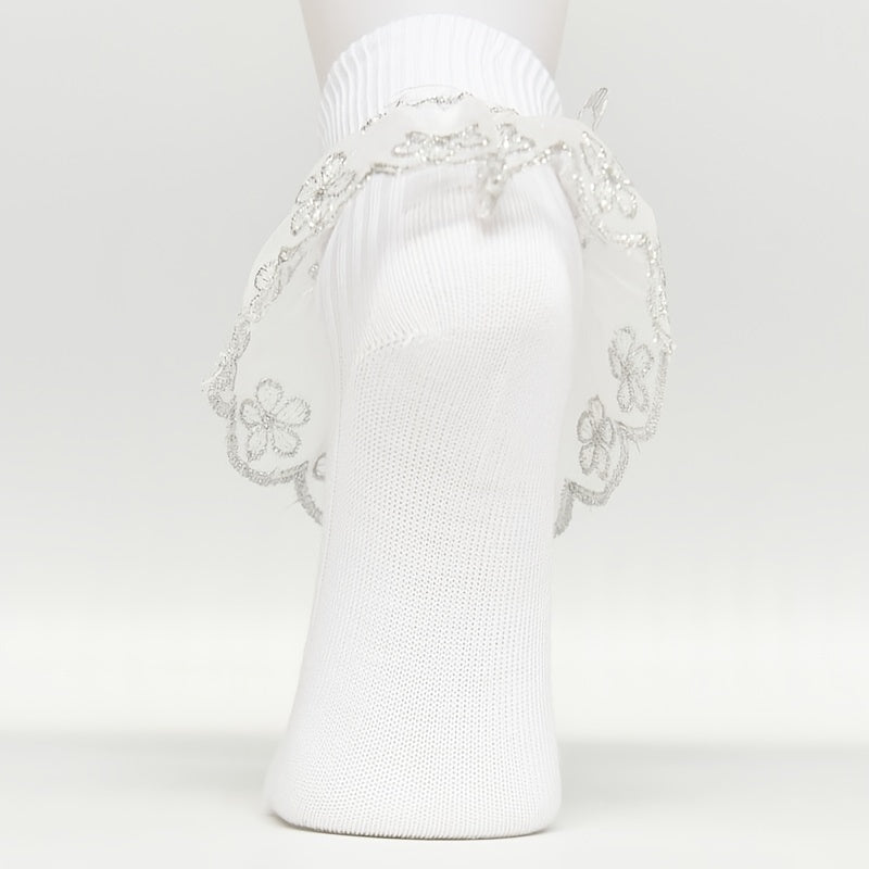 Toddler Girls Flower Ruffled Lace Bow Dance Socks