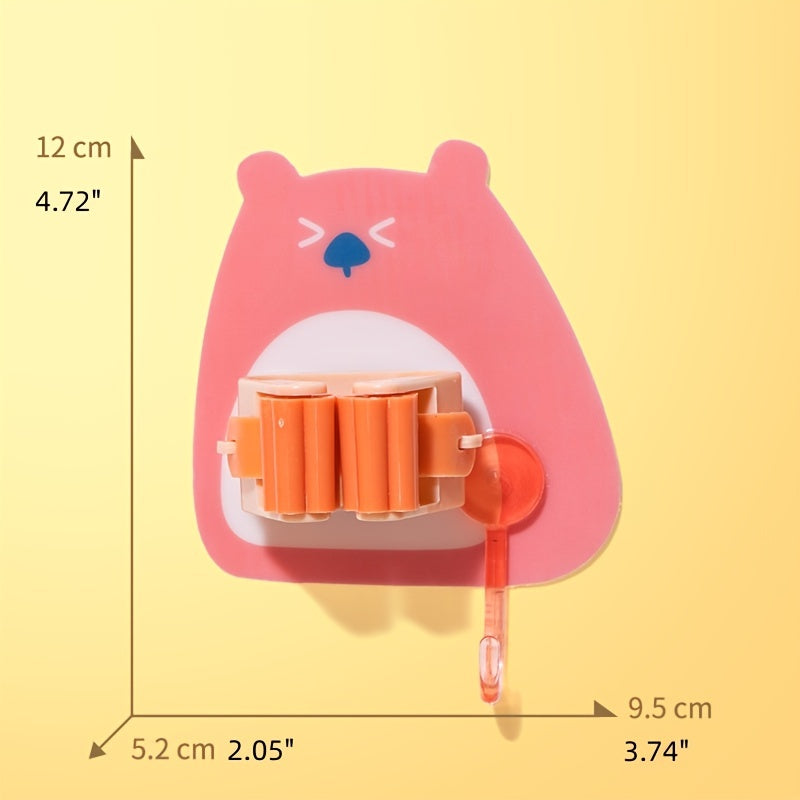 Cartoon Creative Strong Seamless Mop Clip with Sticky Hook Rack Holder