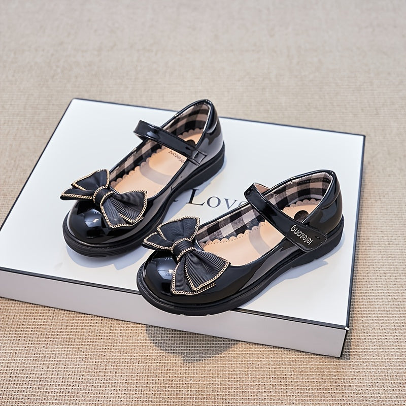 Girls Mary Jane Flats with Bowknot Decoration