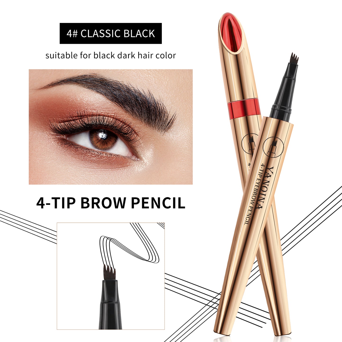 4D Waterproof Liquid Eyebrow Pen: Achieve Natural and Precise Results with Four Fork Tip