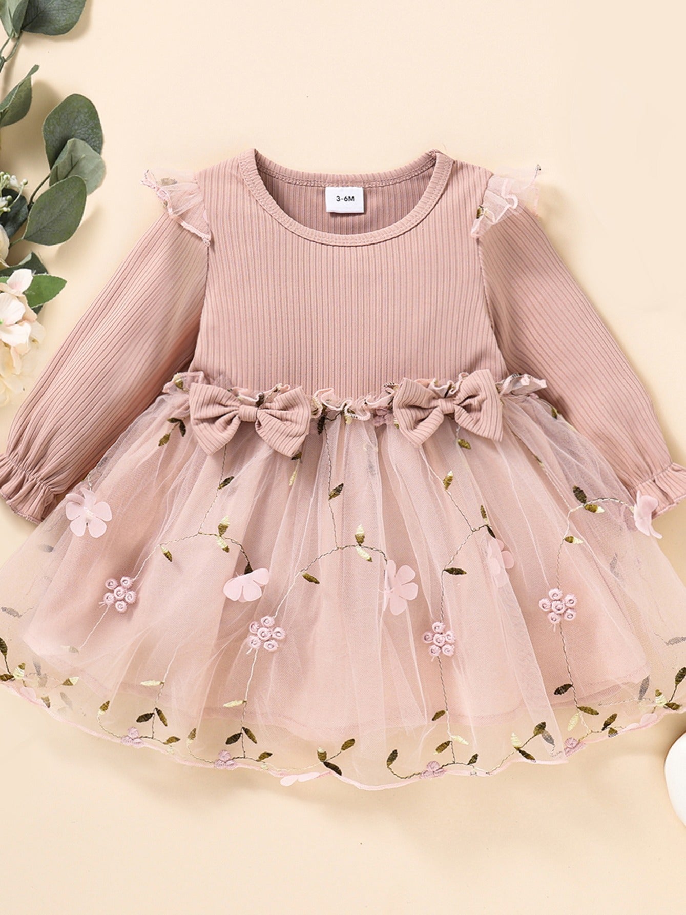 Floral Embroidered Princess Dress for Baby Girls